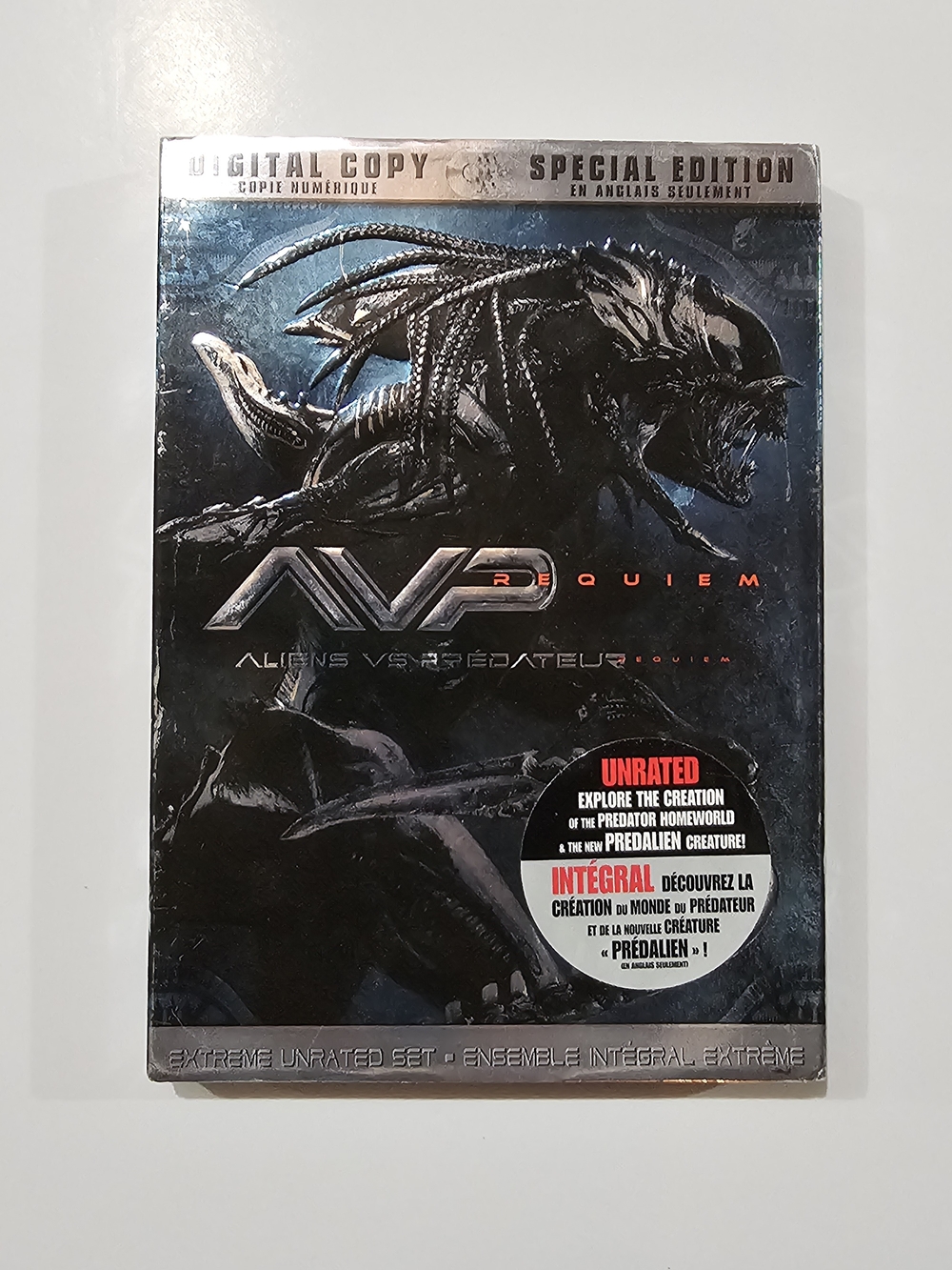 AVPR Aliens vs Predator Requiem DVD Extreme Unrated Set Slipcover Canadian
